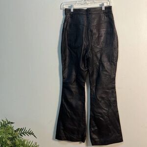 Prether Black Genuine Leather Flare Pants Size 12‎